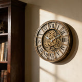 18 Inch Wall Clock with Moving Gears, Oversized Large Industrial Steampunk Decoration