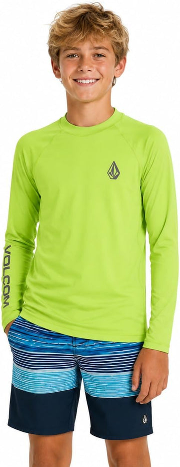 Boys Long Sleeve Rash Guard Swim Shirt, UPF 50+ Quick Dry