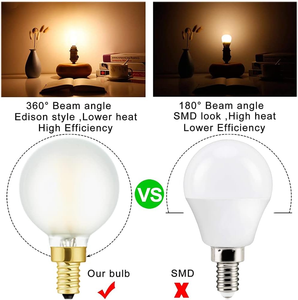 Frosted G16.5 led Bulb E12 Candelabra Bulb 60 Watt led Edison Bulb 2700K