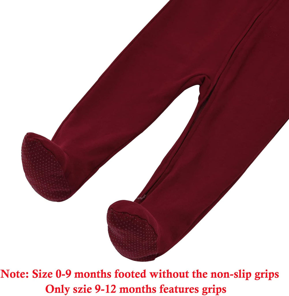 Baby Pajamas with Feet and Mittens Pack Zip Up Infant Cotton Long Sleeve Footies