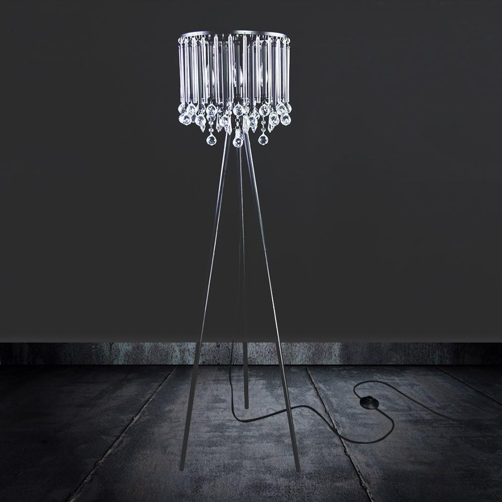 KU300168 Unique Romance Crystal Tripod Floor Lamp Black Suitable,Coffee Shop,4 Lights