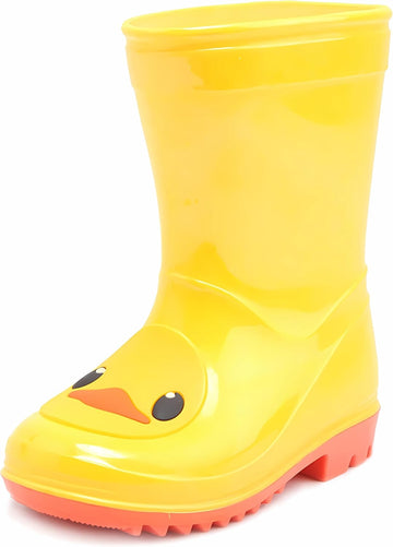 Kids Yellow Duck Rain Boots - Lightweight Toddler Boots Boys Girls Non-Slip