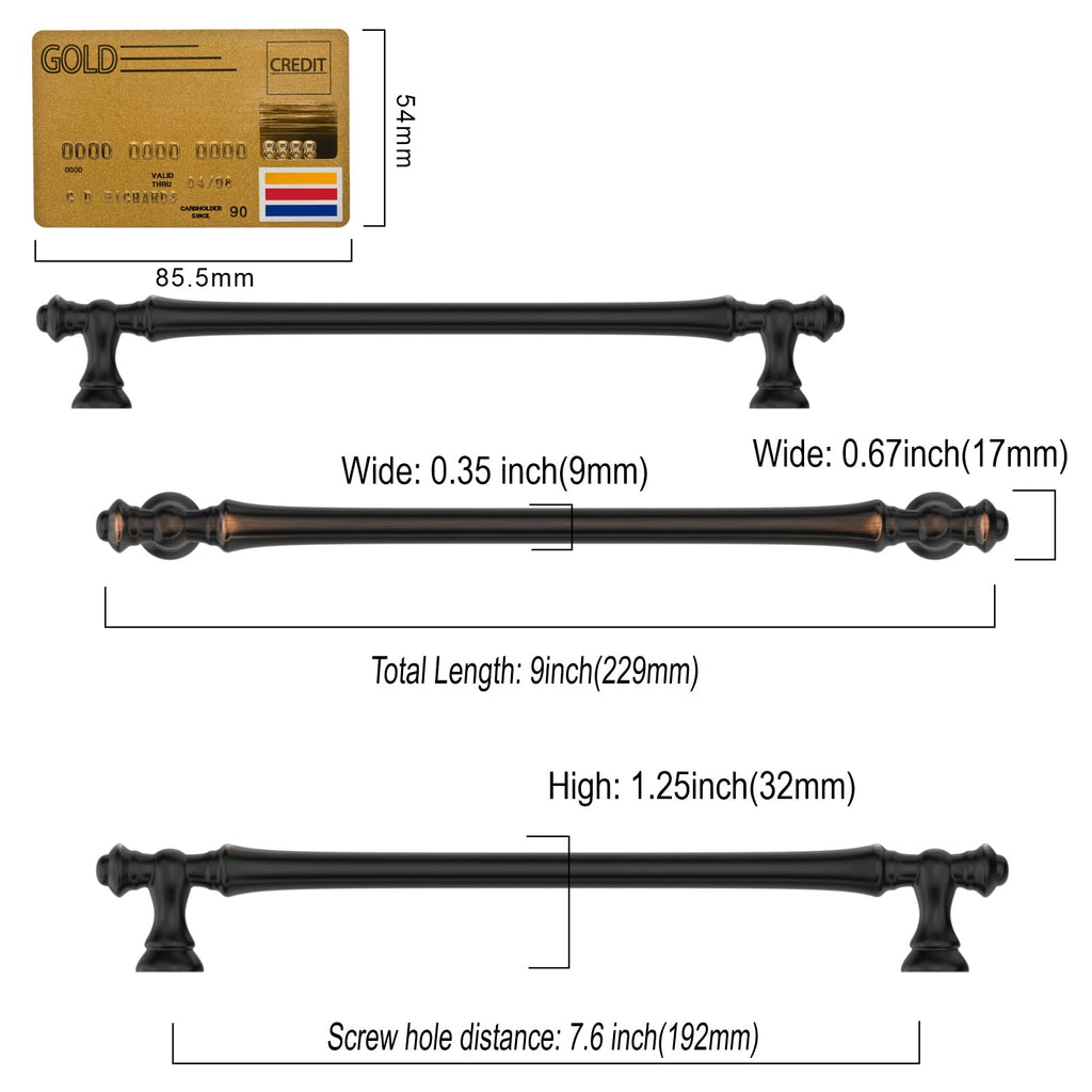 10 Pack Oil Rubbed Bronze Cabinet Pulls 7.5"