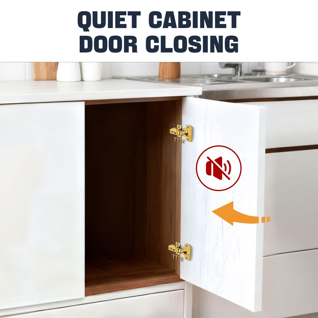 40 Pack (20 Pair) Soft Close Cabinet Hinges, 1/2 Overlay Soft Close Hinges Cabinet, Stainless Steel, Built-in Damper
