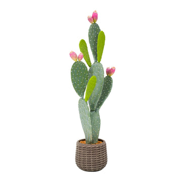 Artificial Cactus Plant Outdoor, 41" Tall UV-Resistant Fake Cacti Plants with Realistic Pads & Vibrant Fruits in