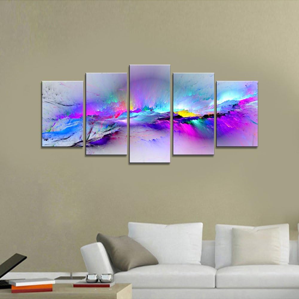 Changing Colors Giclee Canvas Prints 5 panels Modern Artwork Landscape Pictures to Photo Printed on Abstract Canvas