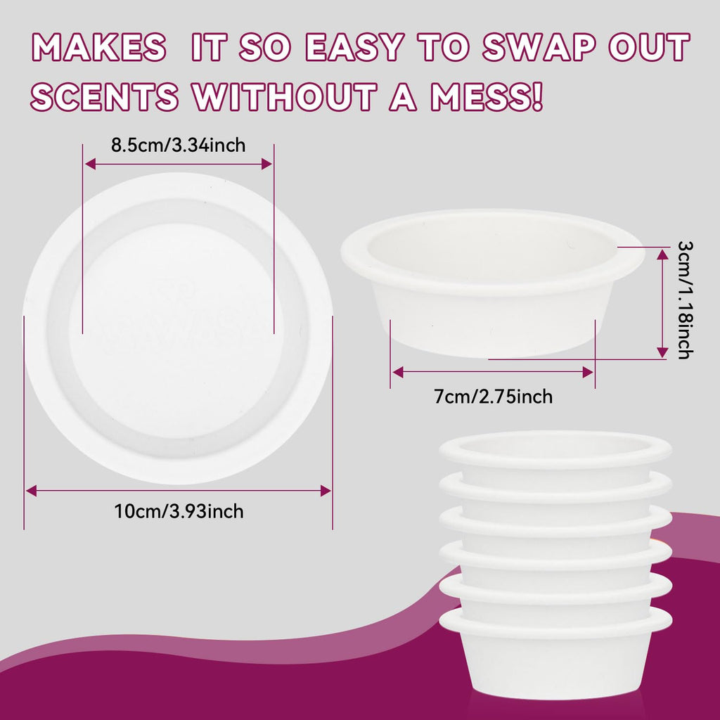 6 Pcs Reusable Silicone Wax Melt Warmer Liners, Leakproof, No Mess, No Scrape, Non-Toxic, BPA Free, 2.75 in Bottom