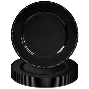 10Pcs Black Charger Plates Bulk Wedding - 13" Premium Black Chargers for Dinner Plates, Decorative Charger Plates for