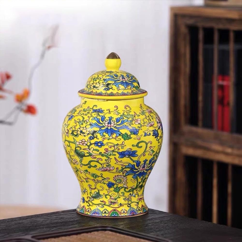 Blue and White Ginger Jar with Lid,Chinoiserie Porcelain Ginger Jars Airtight,Antique Style Porcelain Gingers