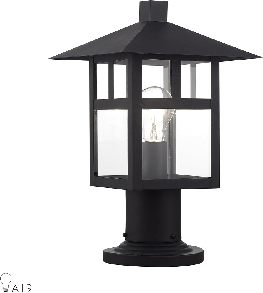 Crestlake Collection, 1 Light Satin Gold Large Outdoor Post Top Lantern with Clear Glass