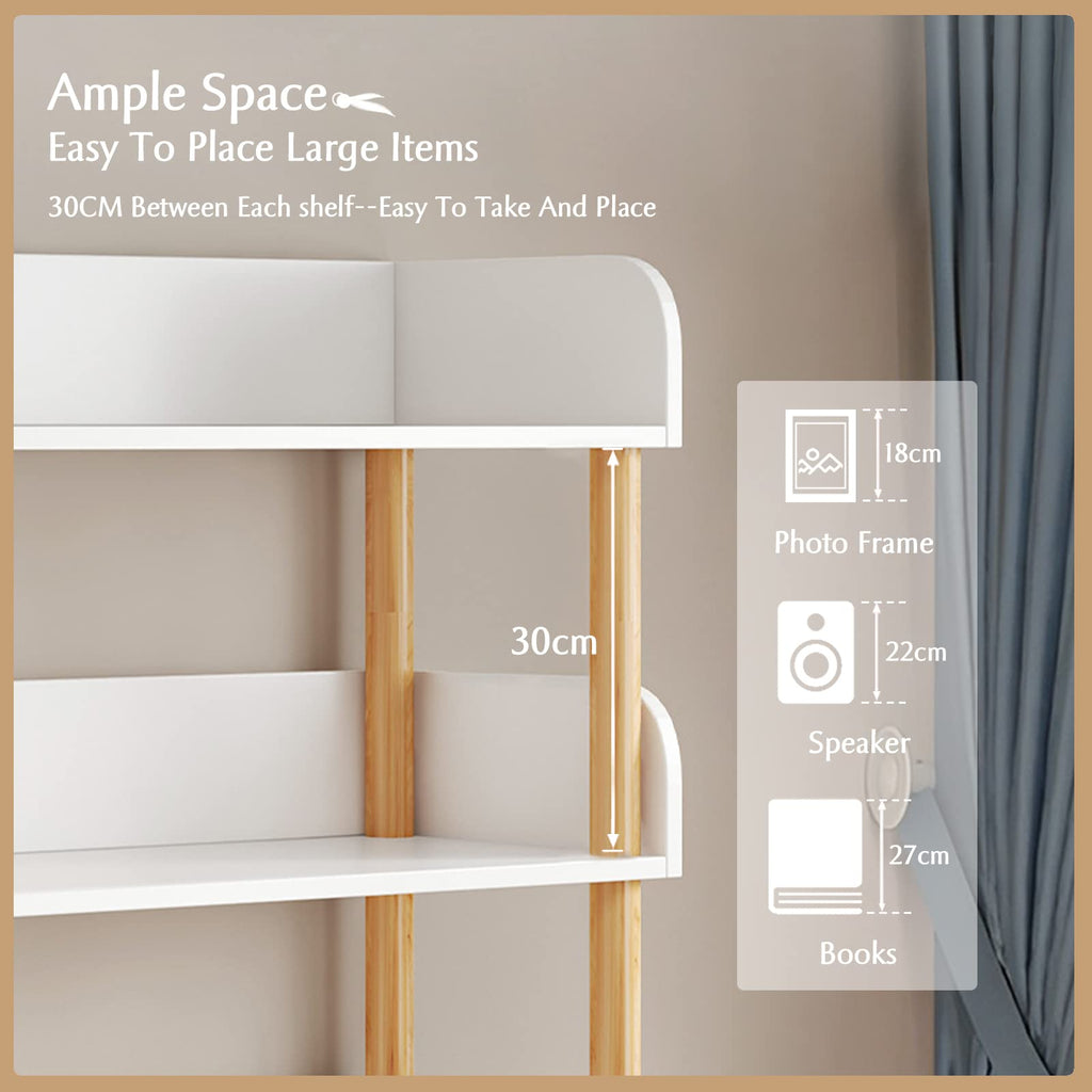 5-Tier Wooden Open Bookcase, Warm White