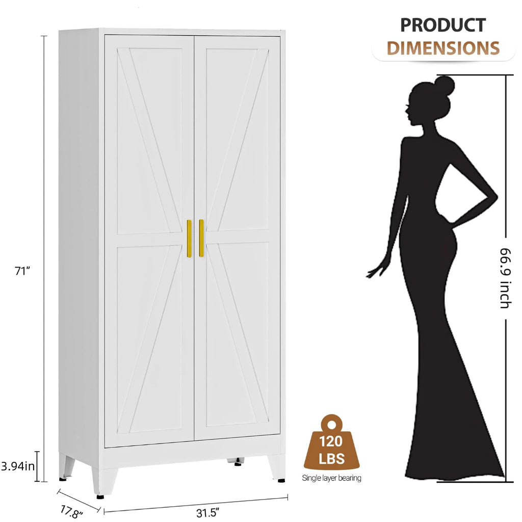 Wardrobe Closet with Doors, Armoire Wardrobe Closet with 4 Shelves