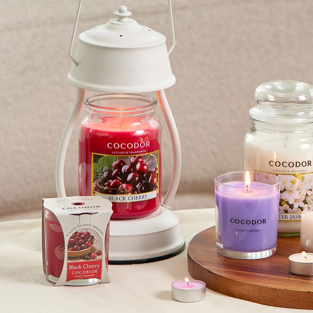 Candle Black Cherry Scented, Large Glass Jar 18oz Wick Candle, 110 Hours of Burn Time