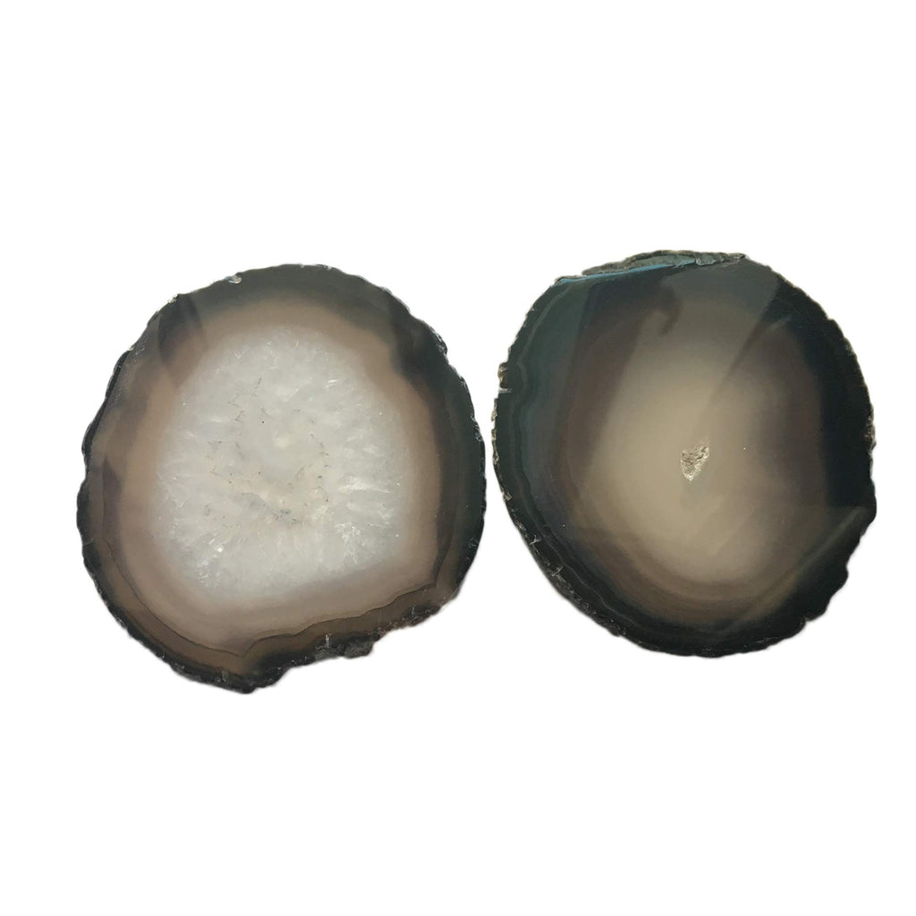 Large Black Agate Coasters Set of 4 Stone Coasters Table Decor