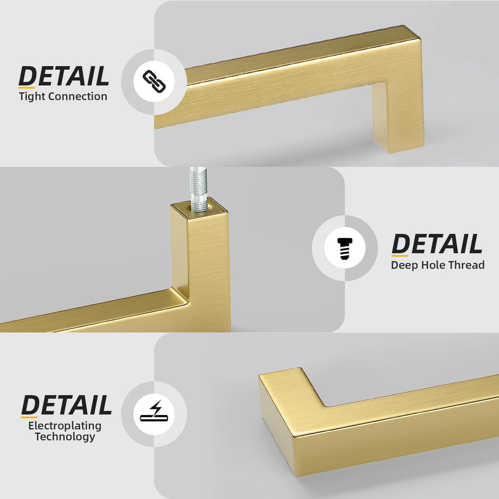 50 Pack 3.5 Inch Gold Cabinet Handles Brushed Gold Cabinet Pull