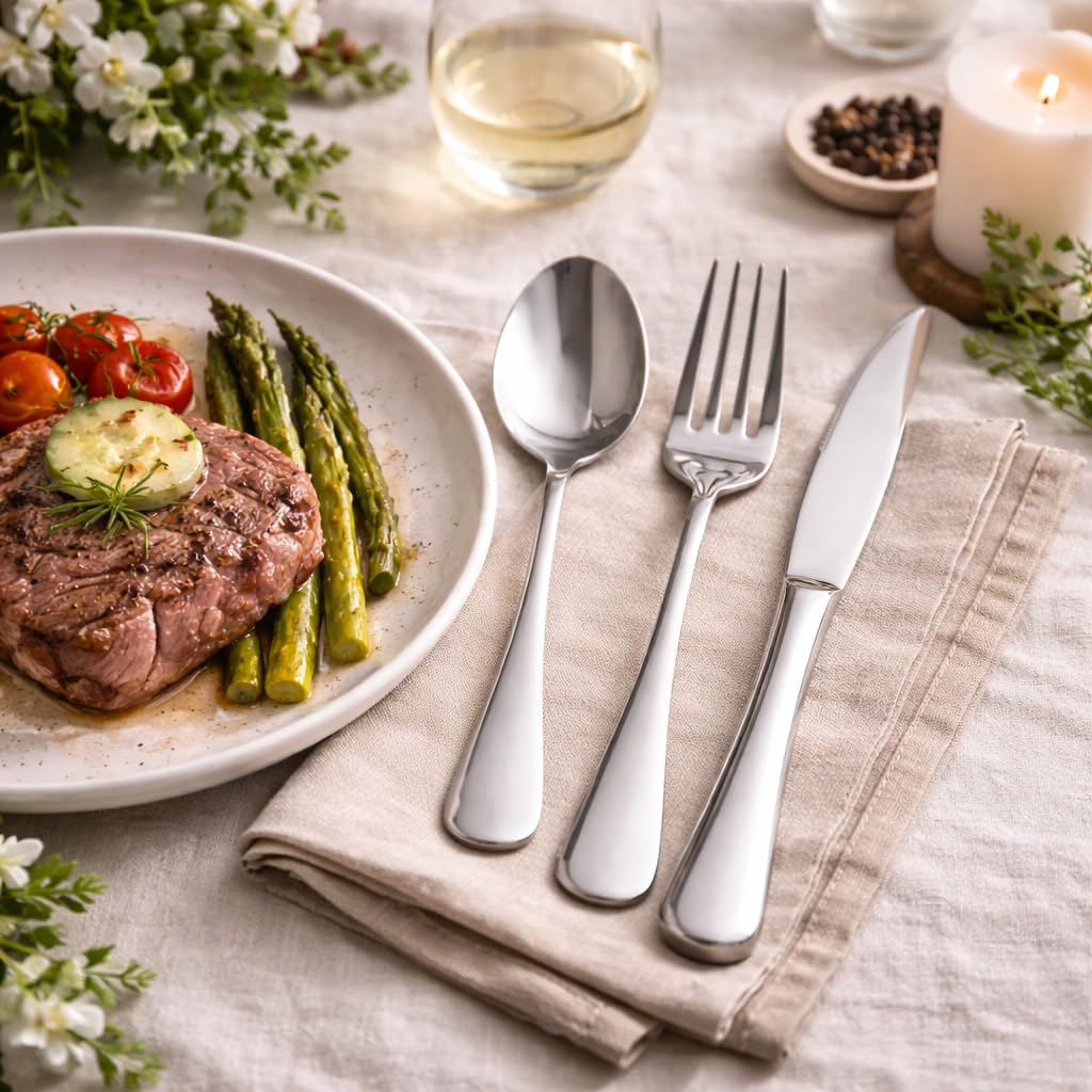 Silverware Set for 6, Stainless Steel Flatware Cutlery Set, Mirror Polished