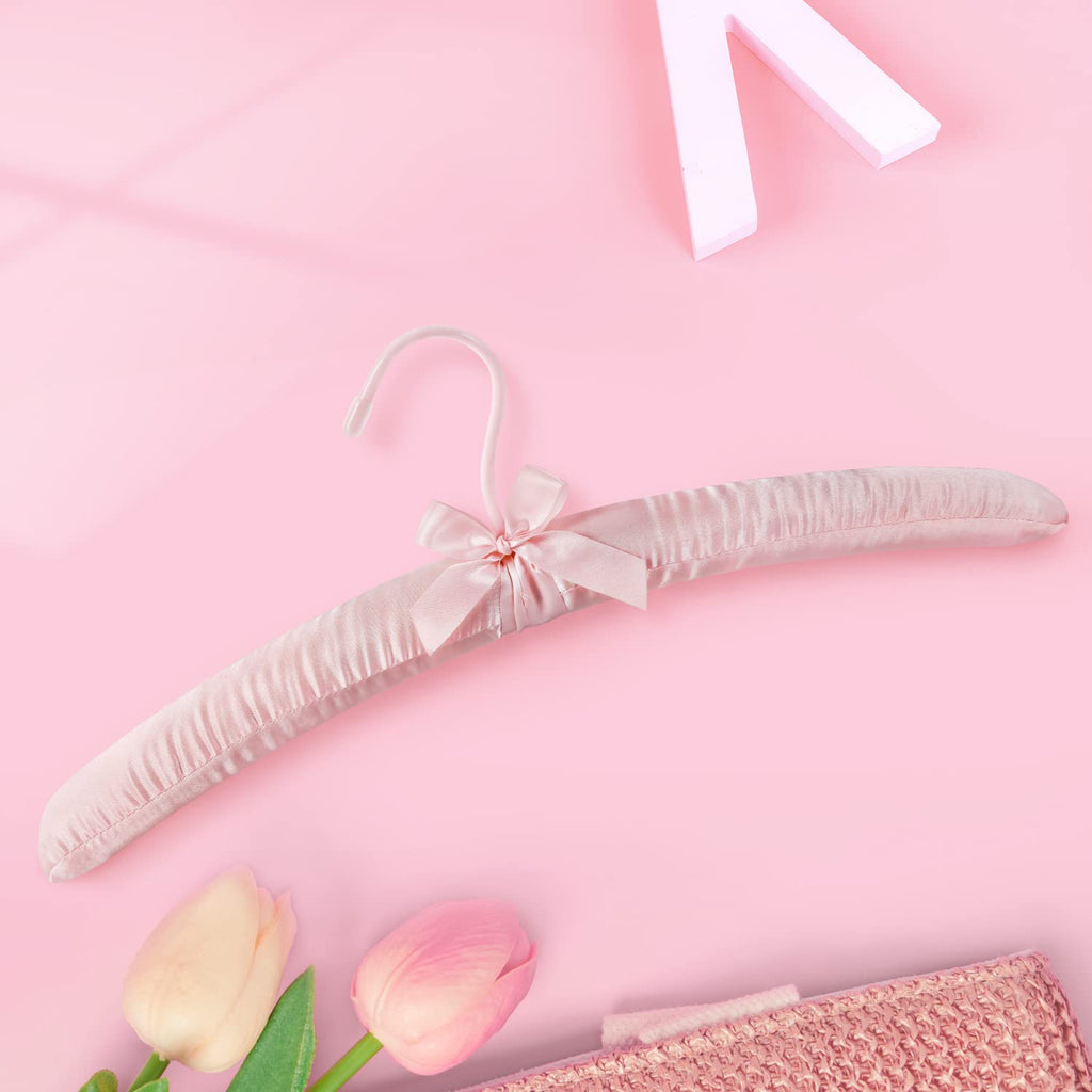 Satin Padded Hangers for Women Clothing 17-inch 10 Pack Pink