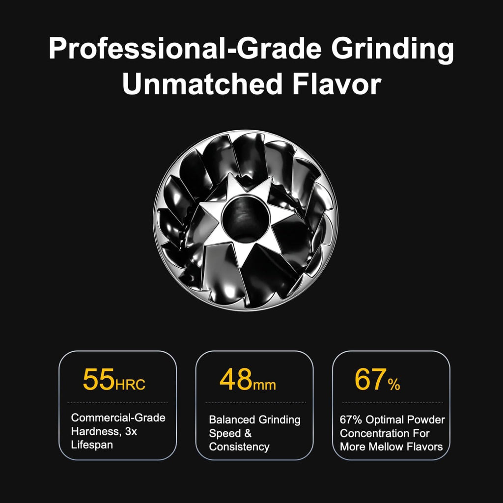 V6 Pro Portable Electric Burr Coffee Grinder, 60 Settings, Silver | All-metal body delivers fast, low-mess grinding