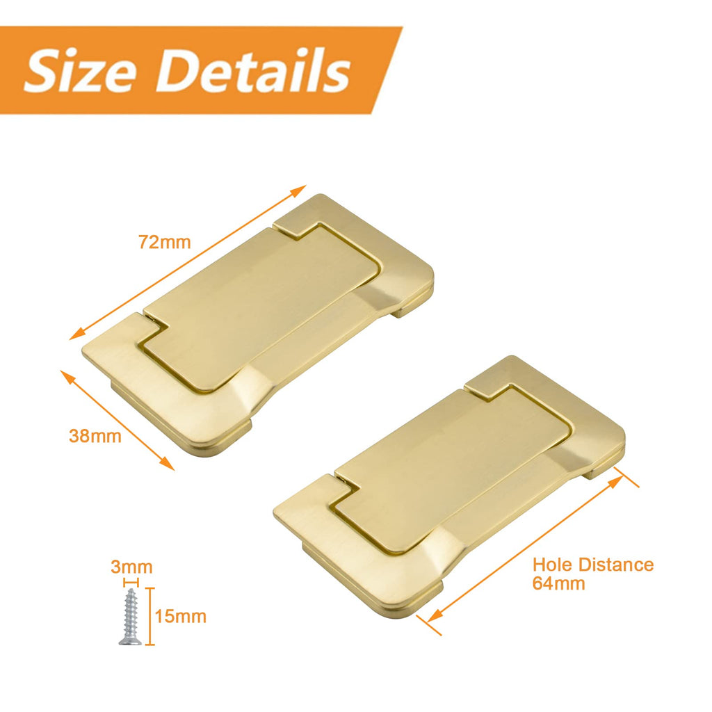 4Pcs Brass Pocket Doors Drawer Handle Flush Ring Pull, Hidden Concealed Zinc Alloy Knobs for Cabinets, Closets