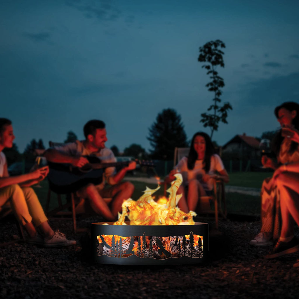 Soaring Eagle Unpainted 12 in. Tall 48 in. Diameter Outdoor Fire Ring with Fire Poker - 48 x 48 x 12 in.