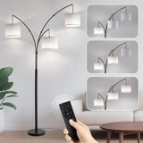 Floor lamp with Remote, 3 Light Arc Floor Lamps, 2400LM Tall Standing Floor Lamps with White Shades
