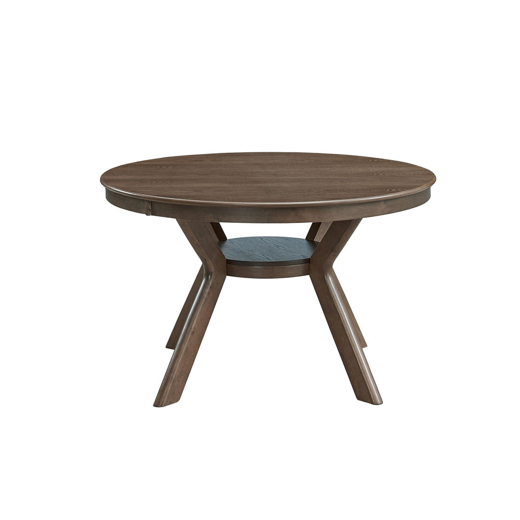 47.2''Round Dining Table for 4, Modern Kitchen Table Wooden Trestle Pedestal Base, Minimalist Elegant Dining Table