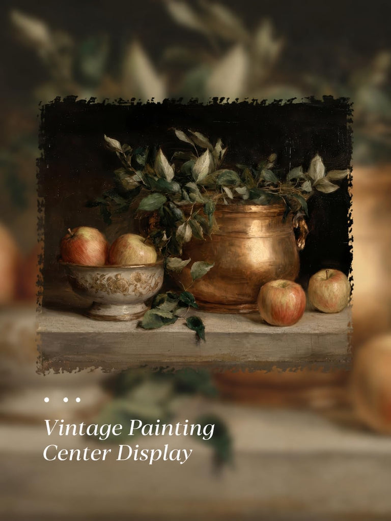 Gold Framed Wall Art, Vintage Apple Still Life Canvas Prints, Classical Farmhouse Fruit Picture Wall Decor, Antique