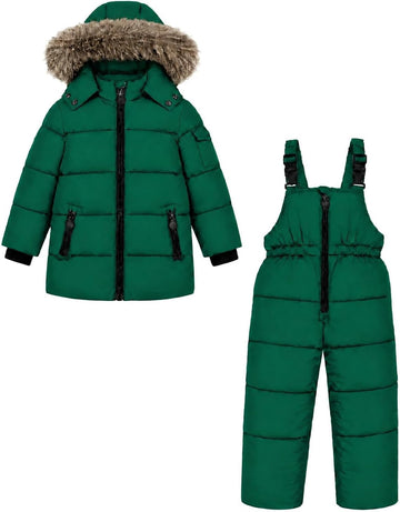 Kids Piece Insulated Snowsuit Set with Jacket and Bib Pants