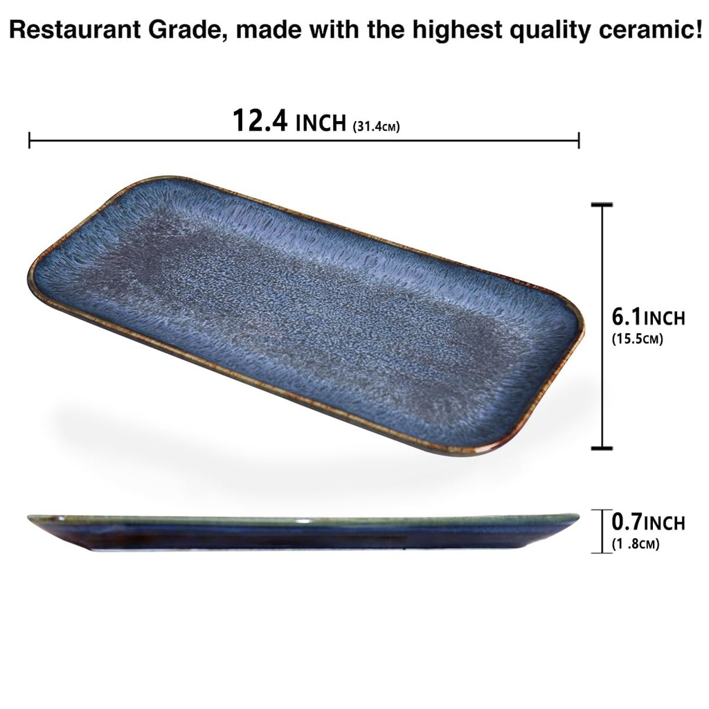 Ceramic Dinner Plates Dish Set, Set of 4, for Lunch snacks - Microwave, Oven & Dishwasher Safe, Scratch Resistant