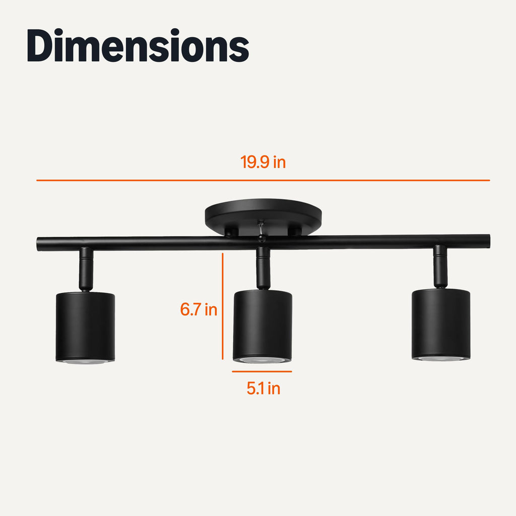 Track Lighting Kit, Dimmable, Adjustable Rotating Heads, GU10 MR16 LED Bulbs Included, 19.9L x 5.1W x
