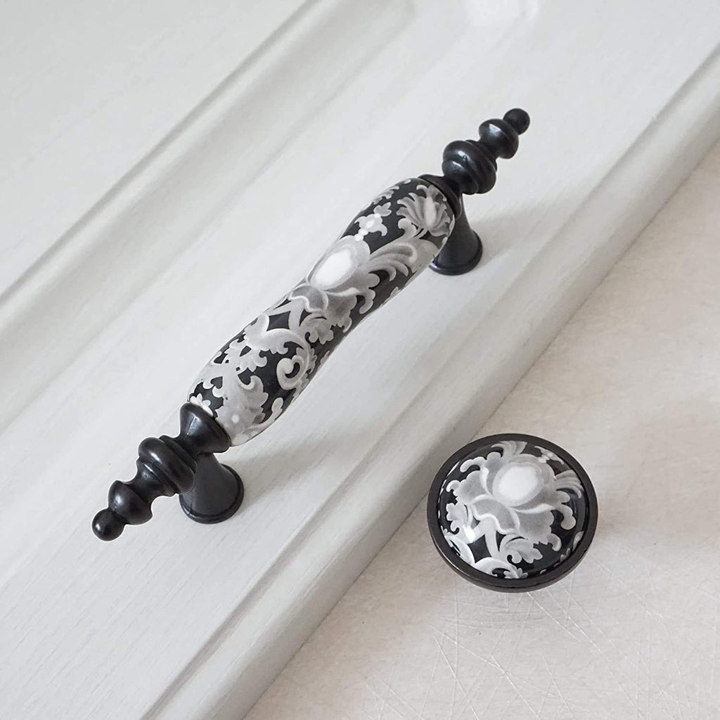 6 Pack Ceramic Drawer Pull Dresser Cabinet Pull Handle (6, 3" hole centers)