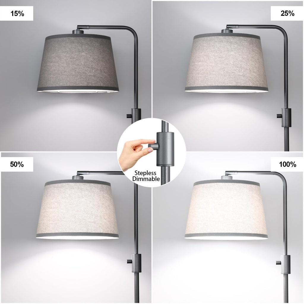 Dimmable Floor Lamp, 1000 Lumens LED Edison Bulb Included, Arc Floor Lamps Modern Standing Lamp with Linen