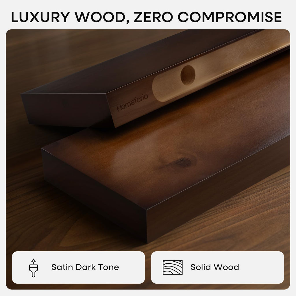 60 Inch Floating Shelves, High-End Solid Pine Wood, Set of 2