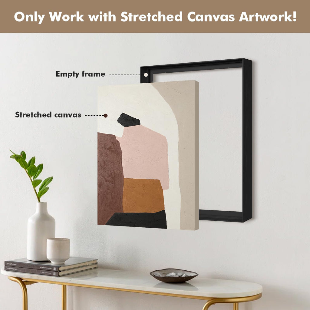 24x36 Black Floater Frame for Stretched Canvas Art, 1.5" Deep, Black