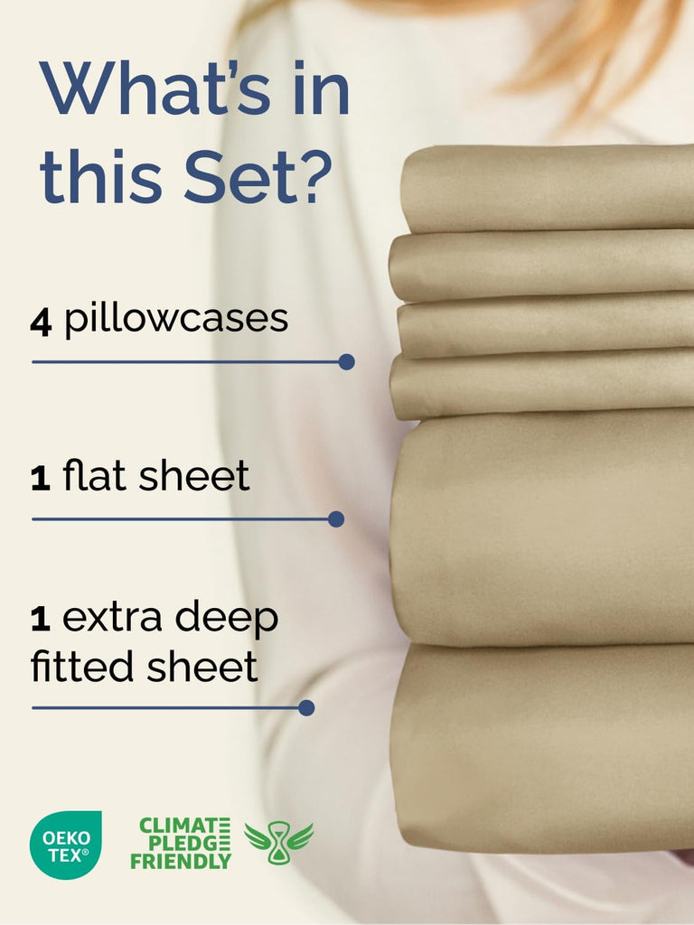 Extra Deep King Sheet Set - 6 Piece Breathable and Cooling Sheets - Hotel Luxury Bedding for Women, Men, Kids & Teens