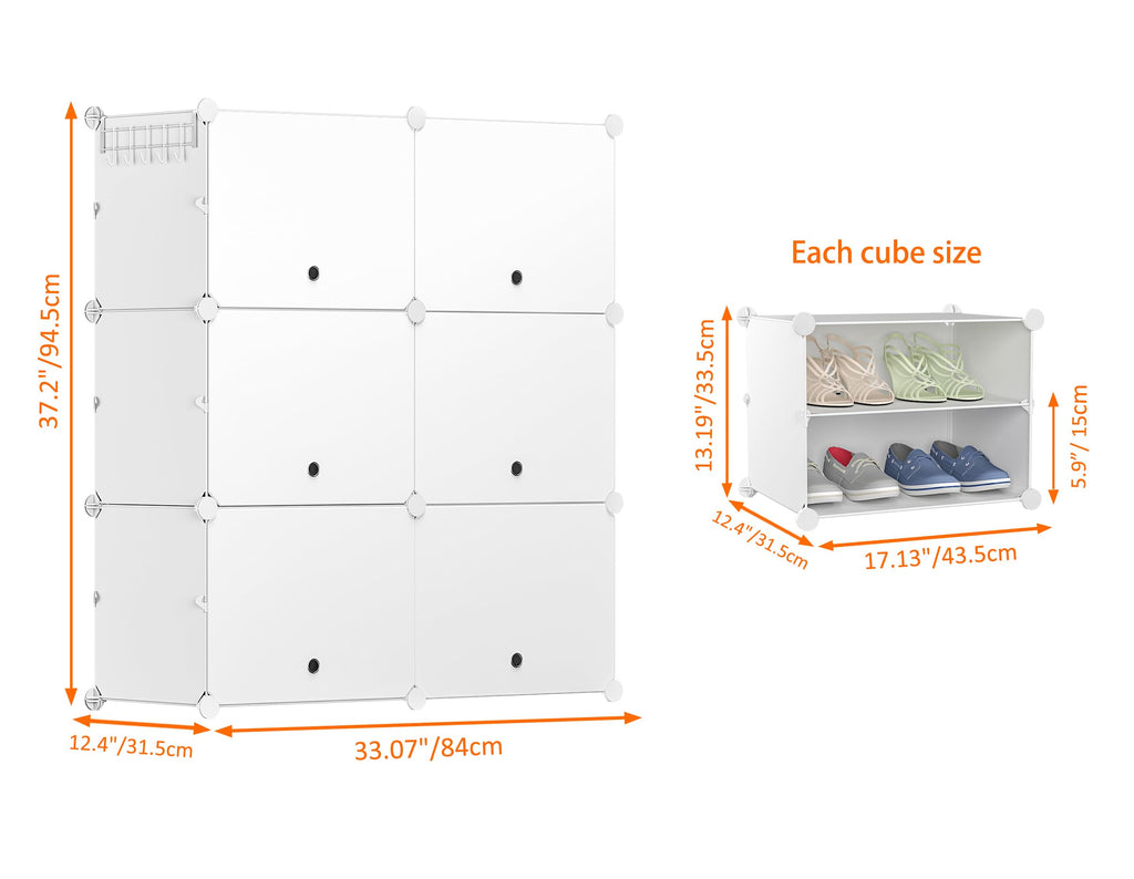 Shoe Rack Organizer 24 Pair Modular Shoe Storage Cabinet for Closet