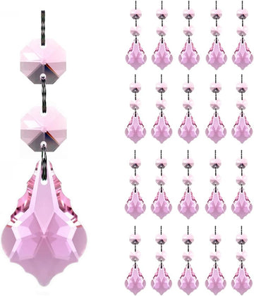 20pcs Maple Leaf Crystal Chandelier Prism Replacement Parts 38mm Pendant - Connected Colored Glass Octagon Beads