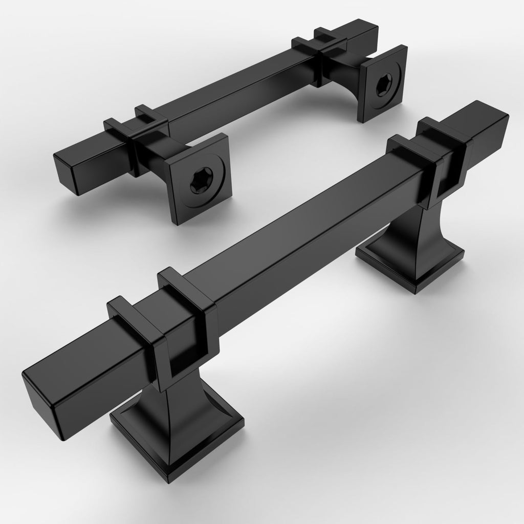 10 Pack Matte Black Cabinet Hardware - 3 Inch(76mm) Hole Center Drawer Pulls & Dresser - ZH0067