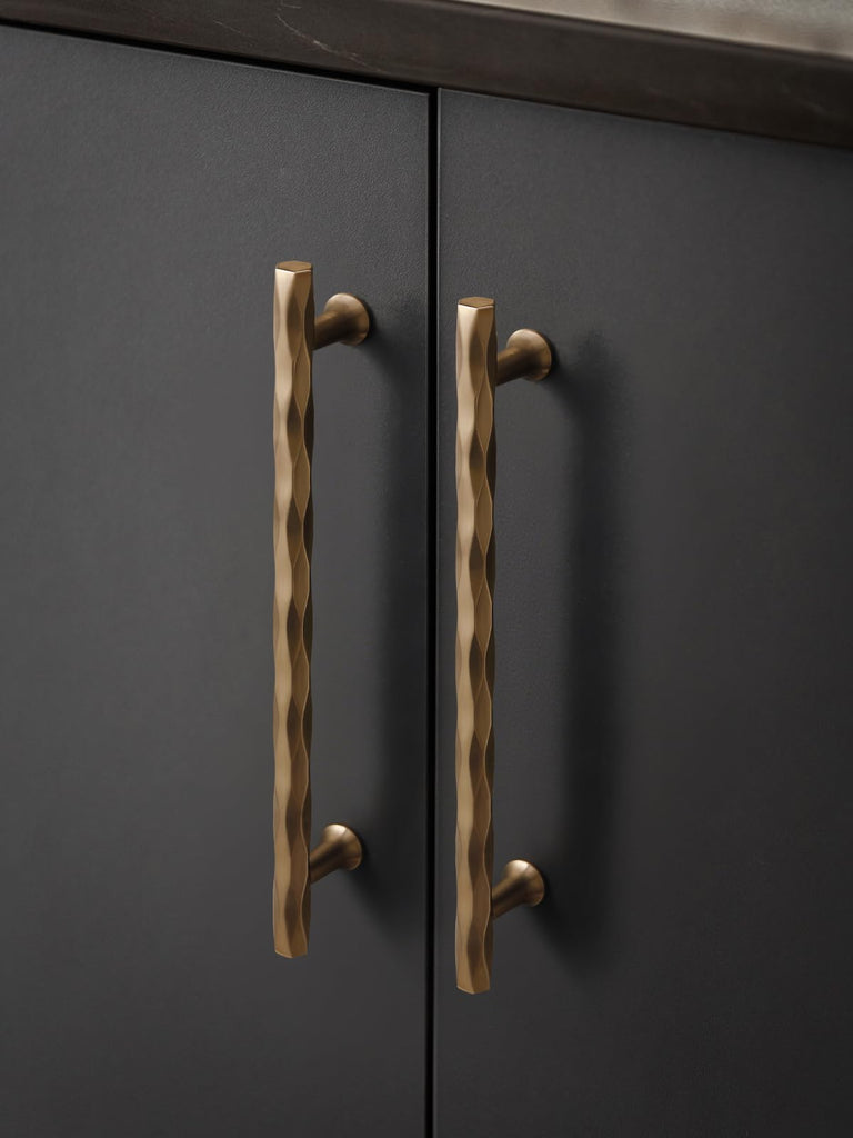 Cabinet Pulls Champagne Bronze 8.8" Hole Center 5 Pack Hammered