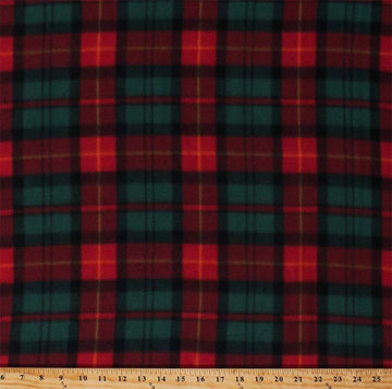 Fleece Christmas Plaid Red Green Holiday Plaid Check Winter Fleece Fabric Print by The Yard (A511.37)