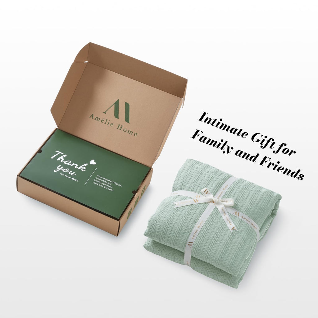 Waffle Cooling Comforter Twin for Hot Sleepers, Sage Green