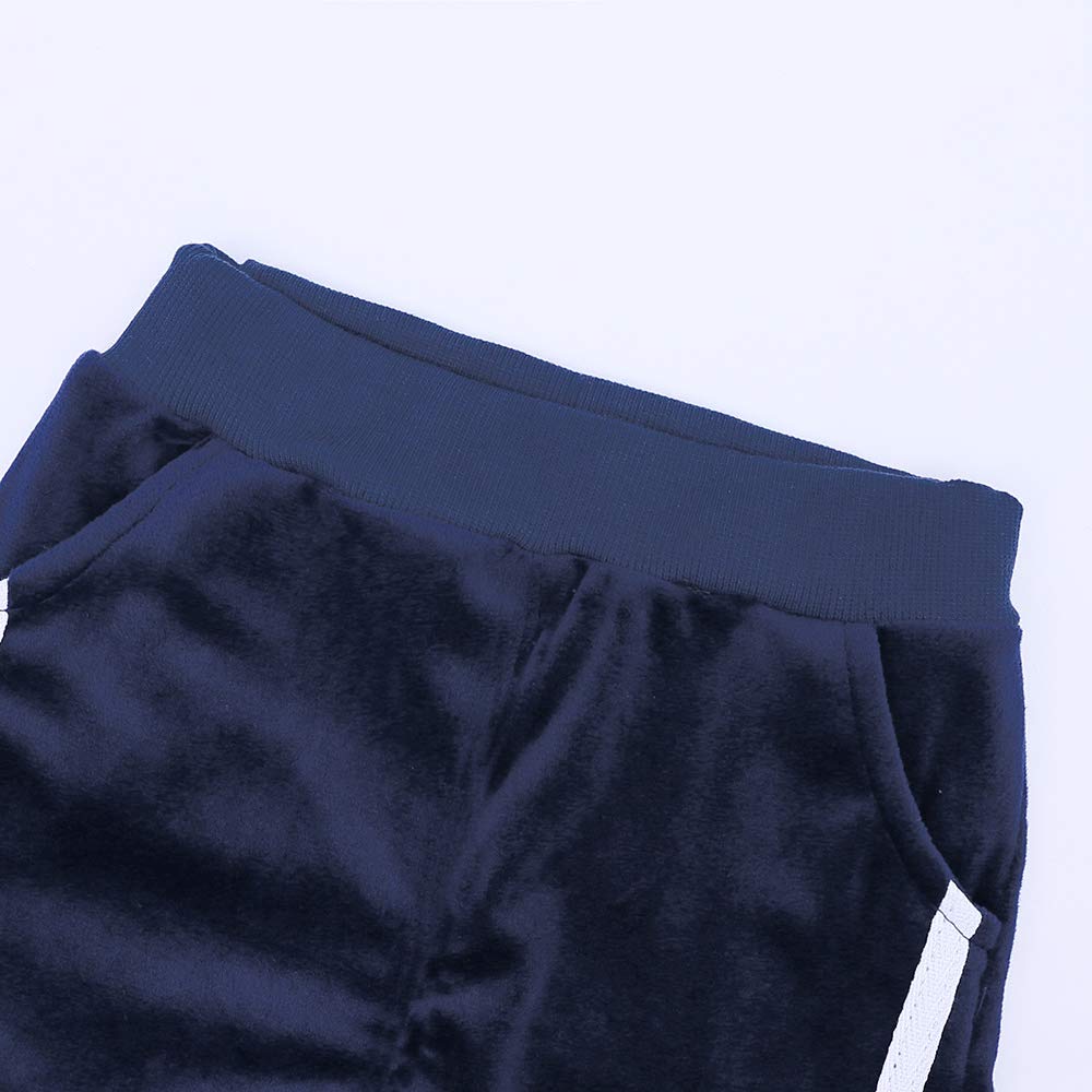 Boys Girls 2Pcs Velvet Hooded Tracksuit Toddler Kids Fleece Hoody Top + Sweatpants Sweatsuit Outfits Set Color 01