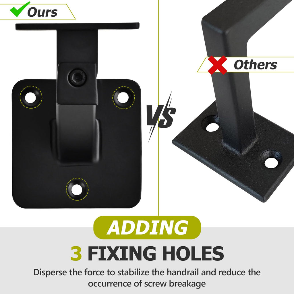6 Pack Handrail Brackets for Indoor Stairs, Heavy Duty Hardware Support Stair Railing Bracket for Stairways, with