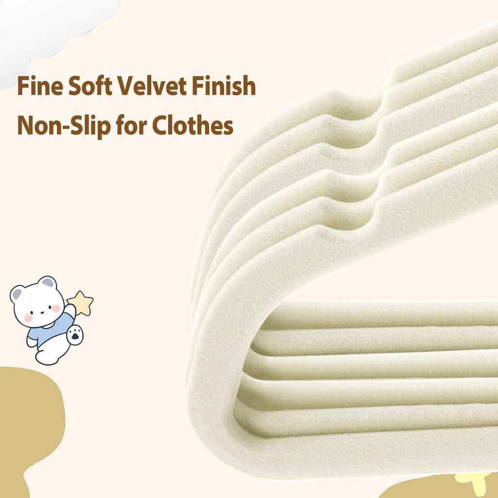 Baby Velvet Hangers Non-Slip Space Saving Swivel Hook 32 Pack Cream