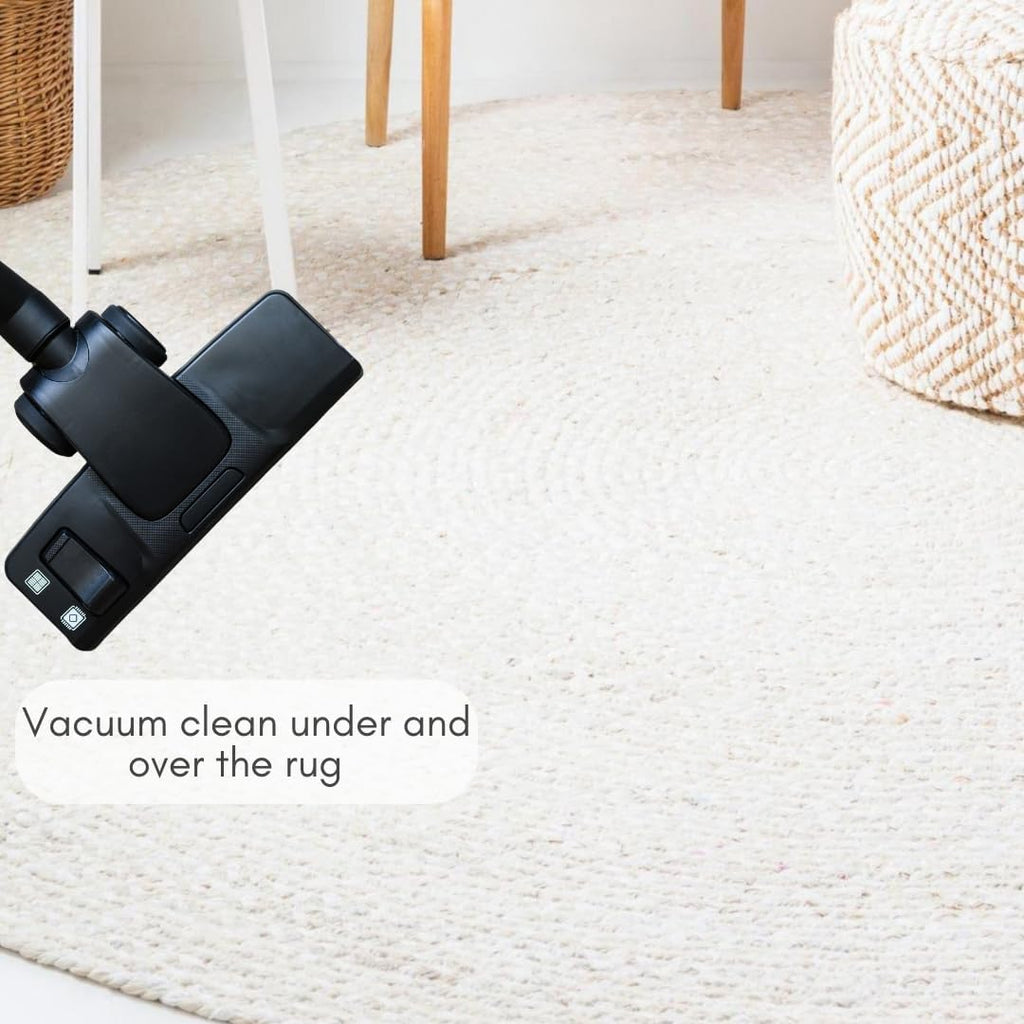 Handwoven Jute Area Rug- Off-White Round Rustic Vintage Beige Braided Reversible Rug- Eco Friendly Rug , Farmhouse