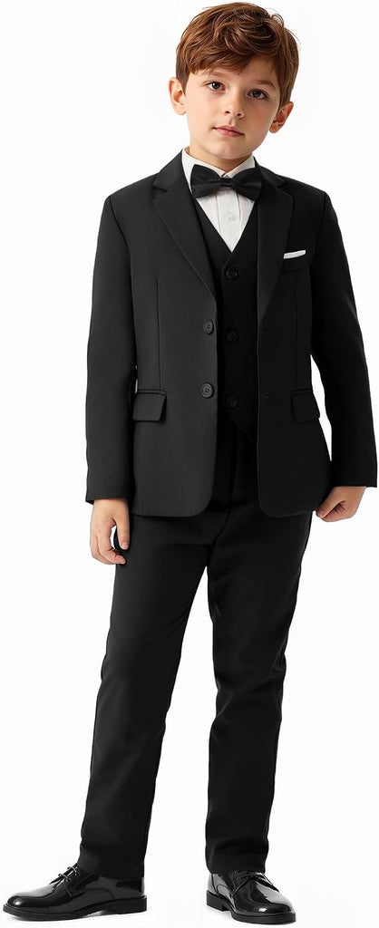 Boys Formal Dress Suits 5 Piece Slim Fit Dresswear Suit Set with Kids