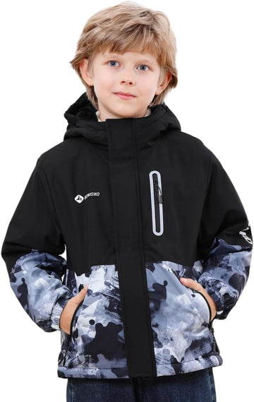 Girls' Waterproof Winter Ski Jacket - Warm Fleece Lined Windproof Snow Coat with Hood for Outdoor Adventure