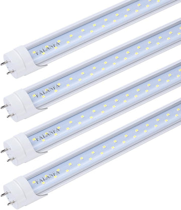 T8 4FT 48" 28W LED Tube Light, 6000K Cool White, Dual-Row LED Fluorescent Bulbs,Clear Cover, G13 Base Two Pins