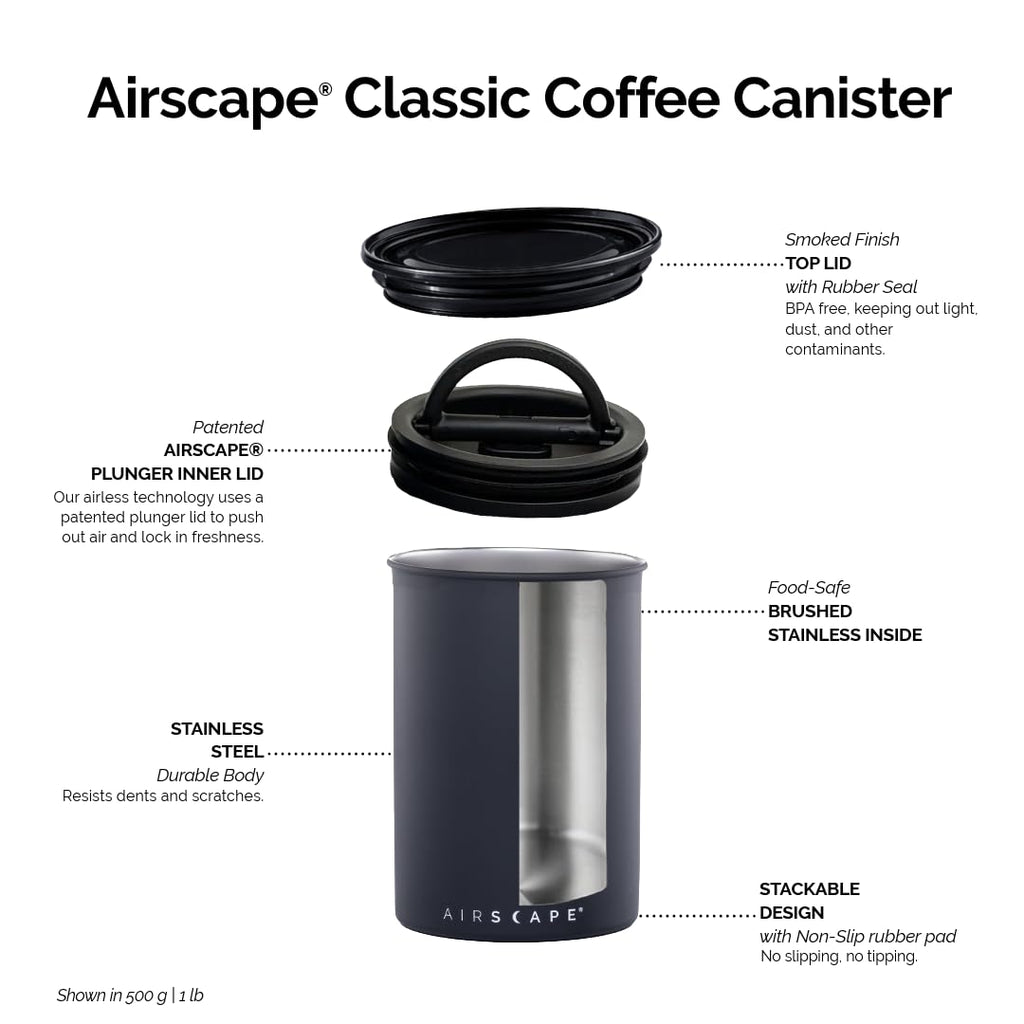 Airscape Stainless Steel Coffee Canister | Food Storage