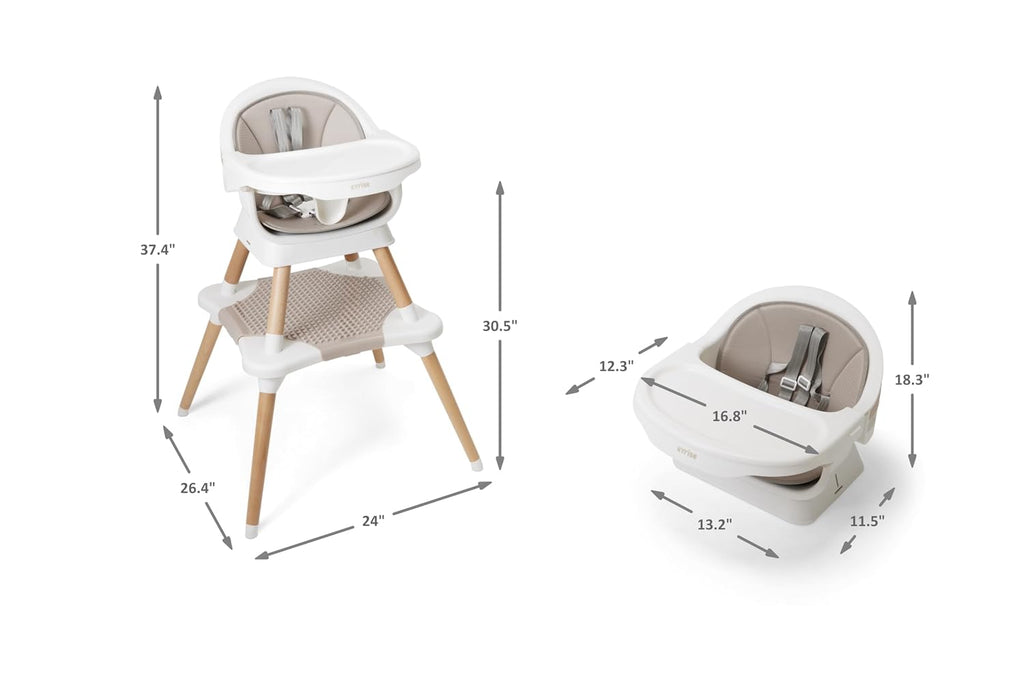 5-in-1 High Chair - Booster - Floor Seat - Toddler Table & Chair | 6 months to 6 years, 3-position tray with cover